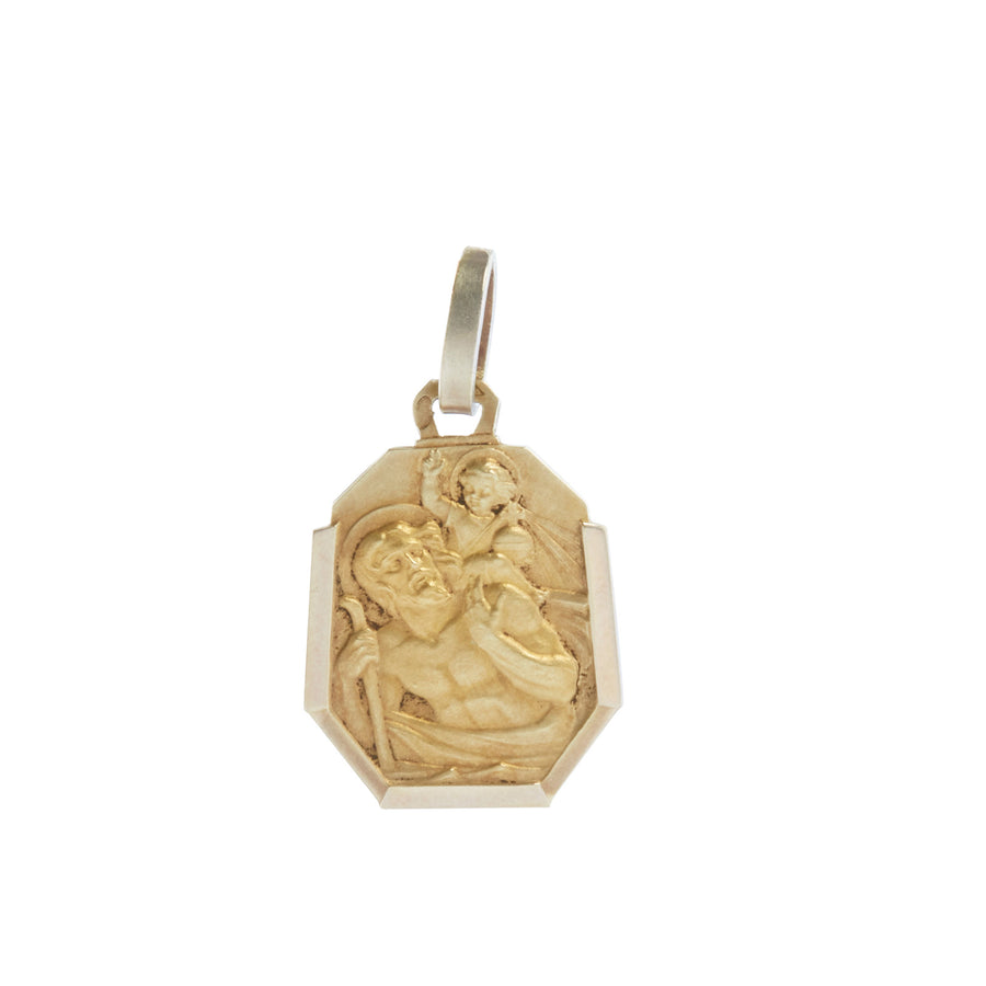 Antique & Vintage Jewelry St. Christopher Reverse Pendant - Charms & Pendants - Broken English Jewelry front view