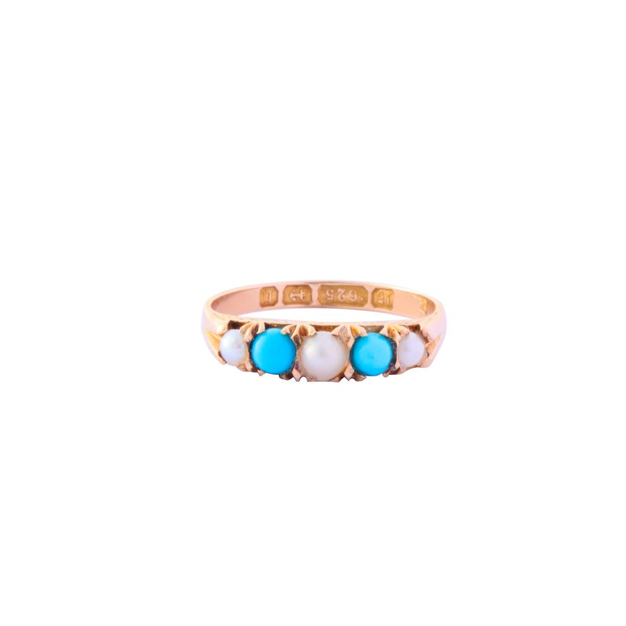 Split Ring - Pearl and Turquoise