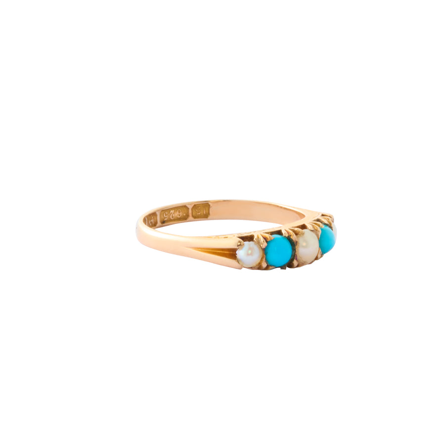 Split Ring - Pearl and Turquoise