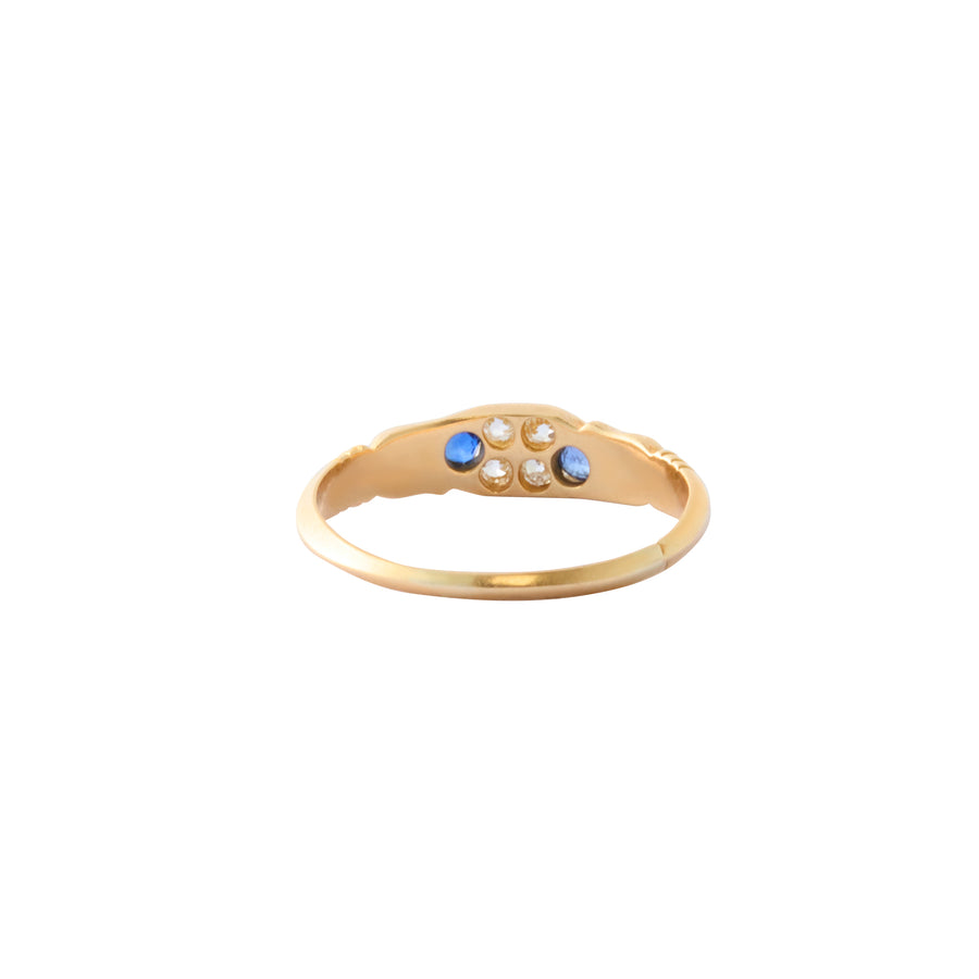 Scroll Ring - Blue Sapphire and Diamond