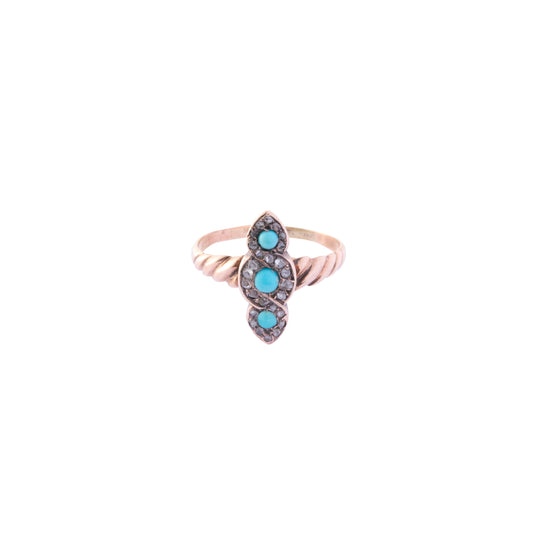 Navette Ring - Diamond and Turquoise - Main Img