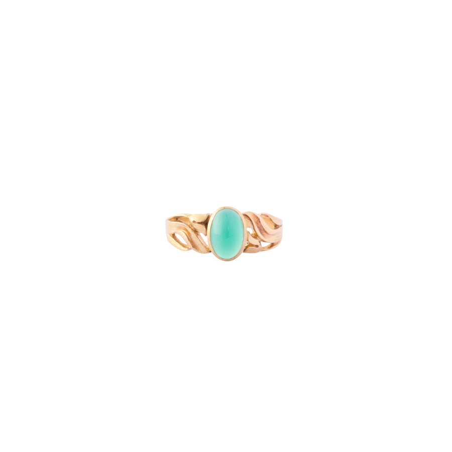 Chrysoprase Tulip Carved Ring