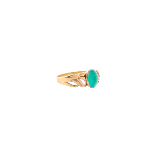 Chrysoprase Tulip Carved Ring