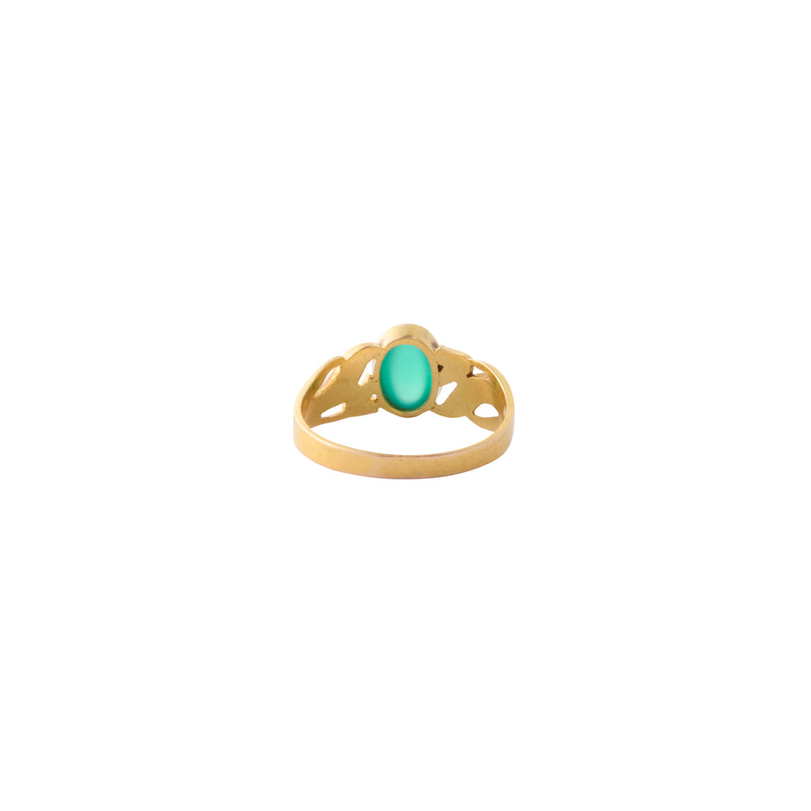 Chrysoprase Tulip Carved Ring