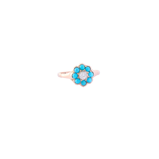 Cluster Ring - Diamond and Turquoise - Main Img