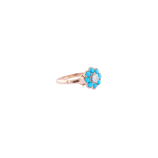 Cluster Ring - Diamond and Turquoise