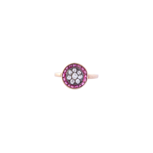 Cluster Ring - Diamond and Ruby - Main Img