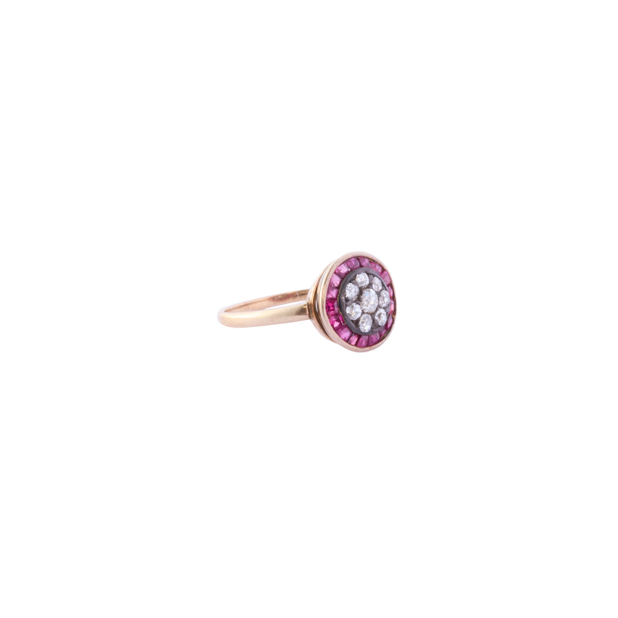 Cluster Ring - Diamond and Ruby