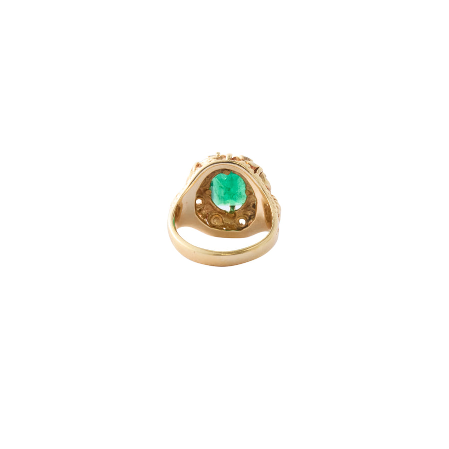 Floral Mount Ring - Emerald and Diamond