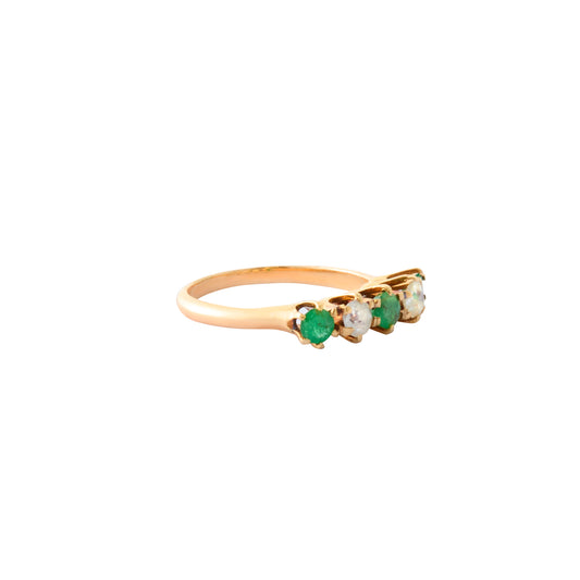 5 Stone Ring - Emerald and Diamond - Main Img