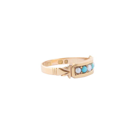 Alternating Ring - Pearl and Turquoise