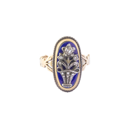 Diamond Basket of Flowers Motif Ring - Main Img