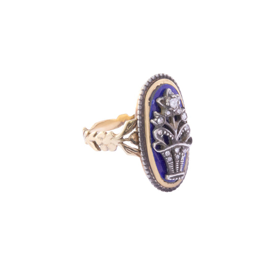 Diamond Basket of Flowers Motif Ring