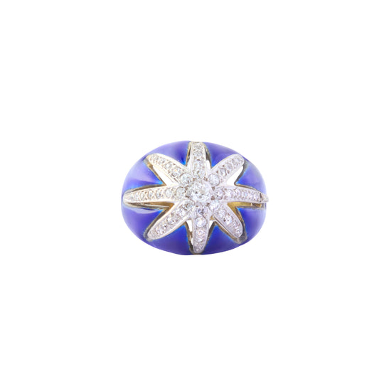 Bombe Star Ring - Diamond and Blue Enamel - Main Img