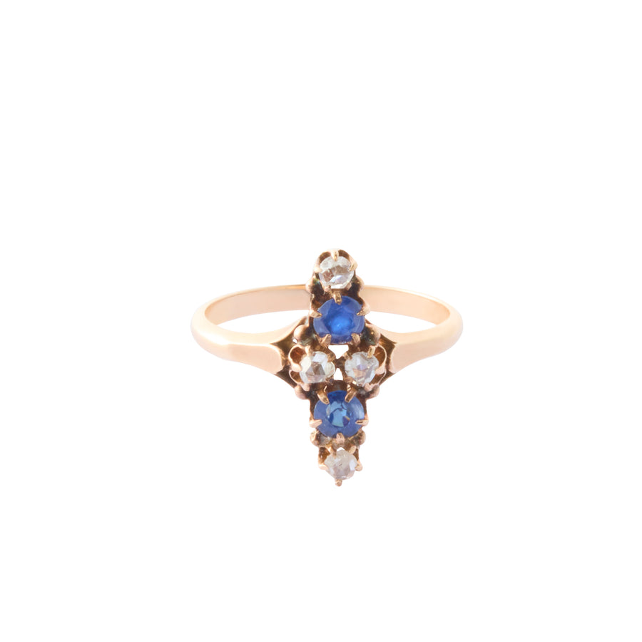 Navette Cluster Ring - Blue Sapphire and Diamond