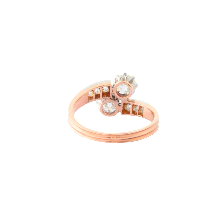 Toi et Moi Ring - Rose and Old Mine Cut Diamond