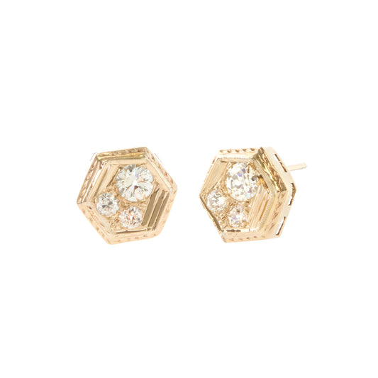 Hexagonal Stud Earrings - Main Img