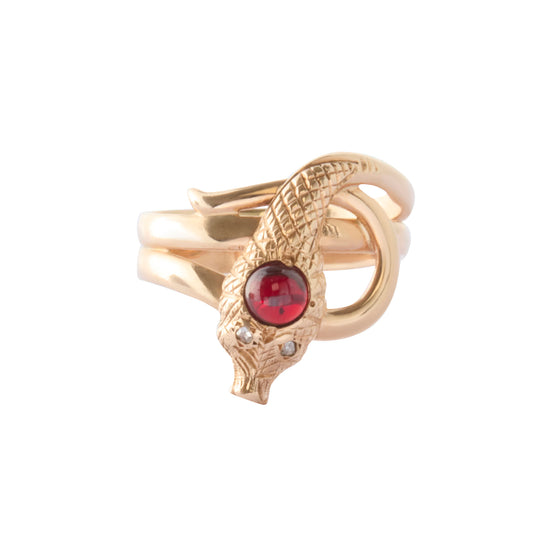 Garnet Cabochon Eye Snake Ring - Main Img