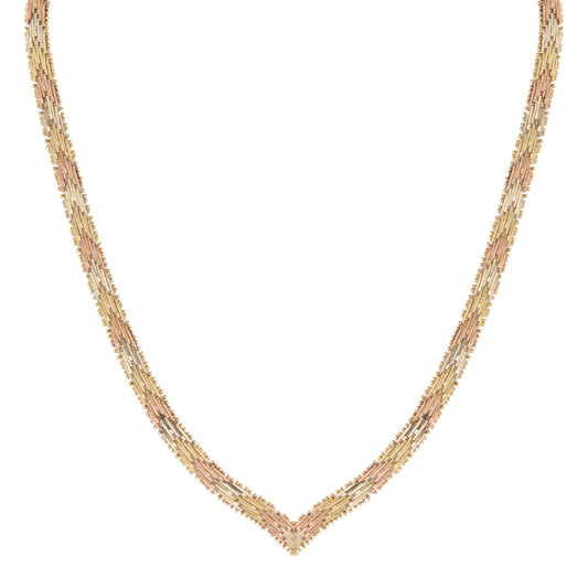 Tricolor Woven "V" Hook Necklace - Main Img