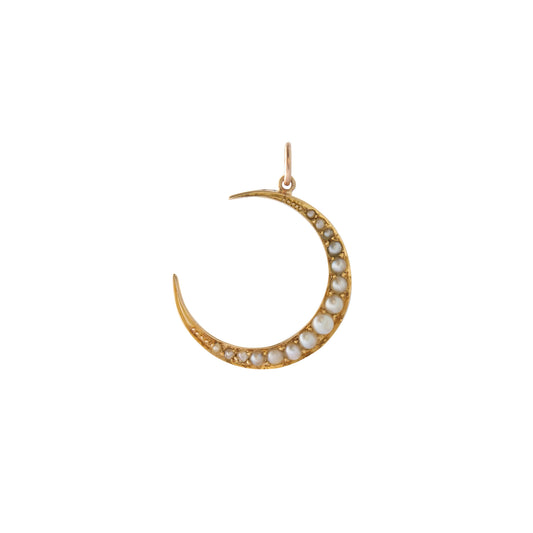 Pearl Crescent Pendant 15K Yellow Gold - Main Img