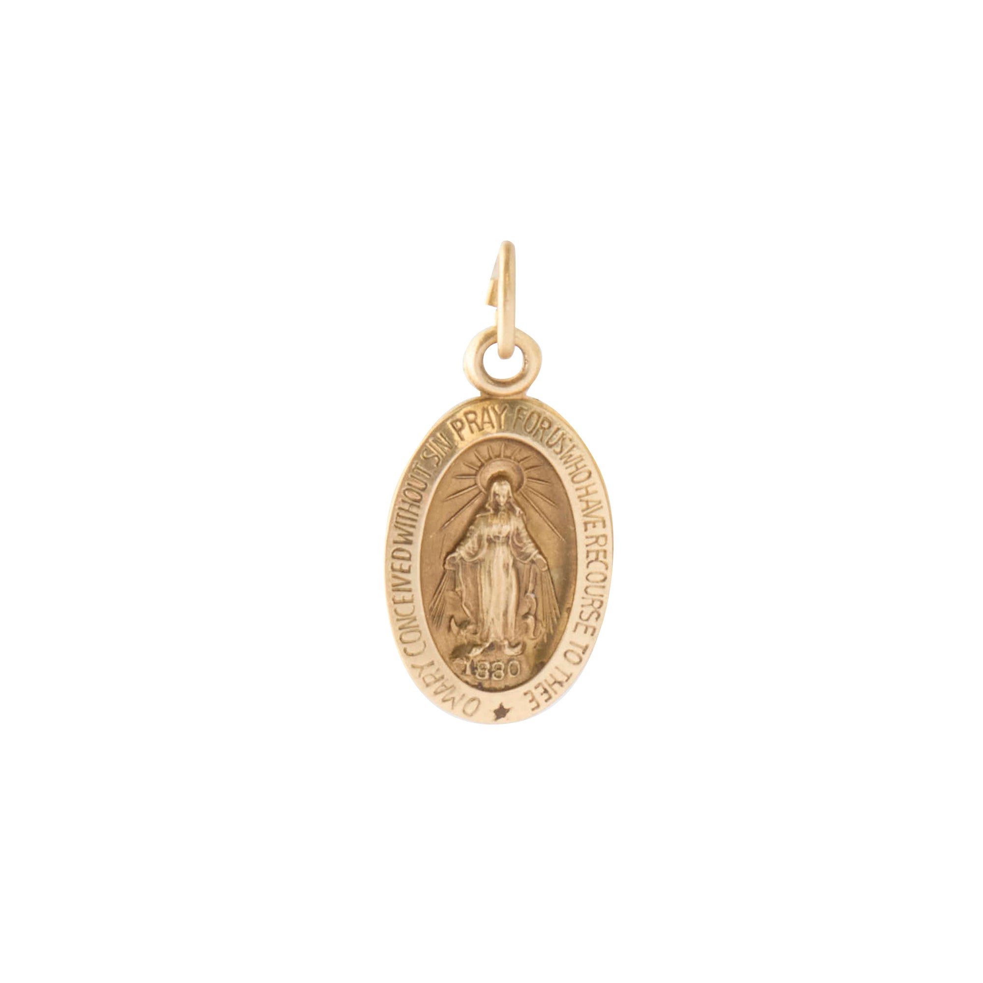 Mini Virgin Mary Pendant 14K Yellow Gold