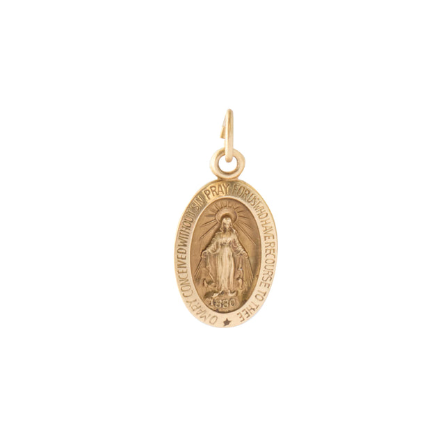 Mini Virgin Mary Pendant 14K Yellow Gold