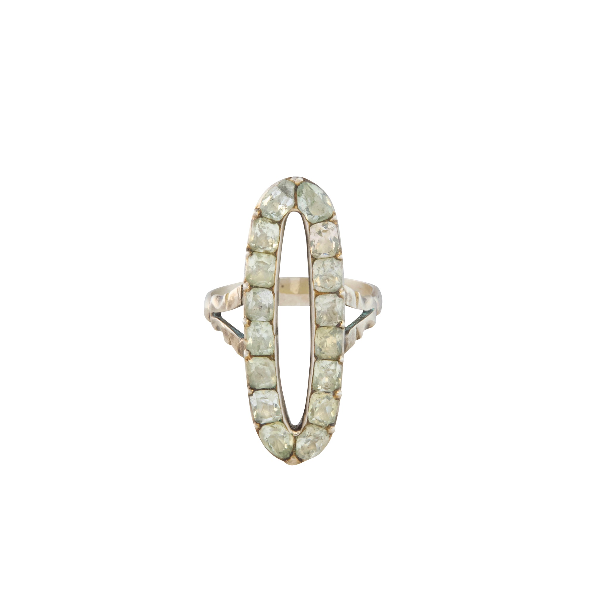 Silver Paste Open Elongated Oval Ring