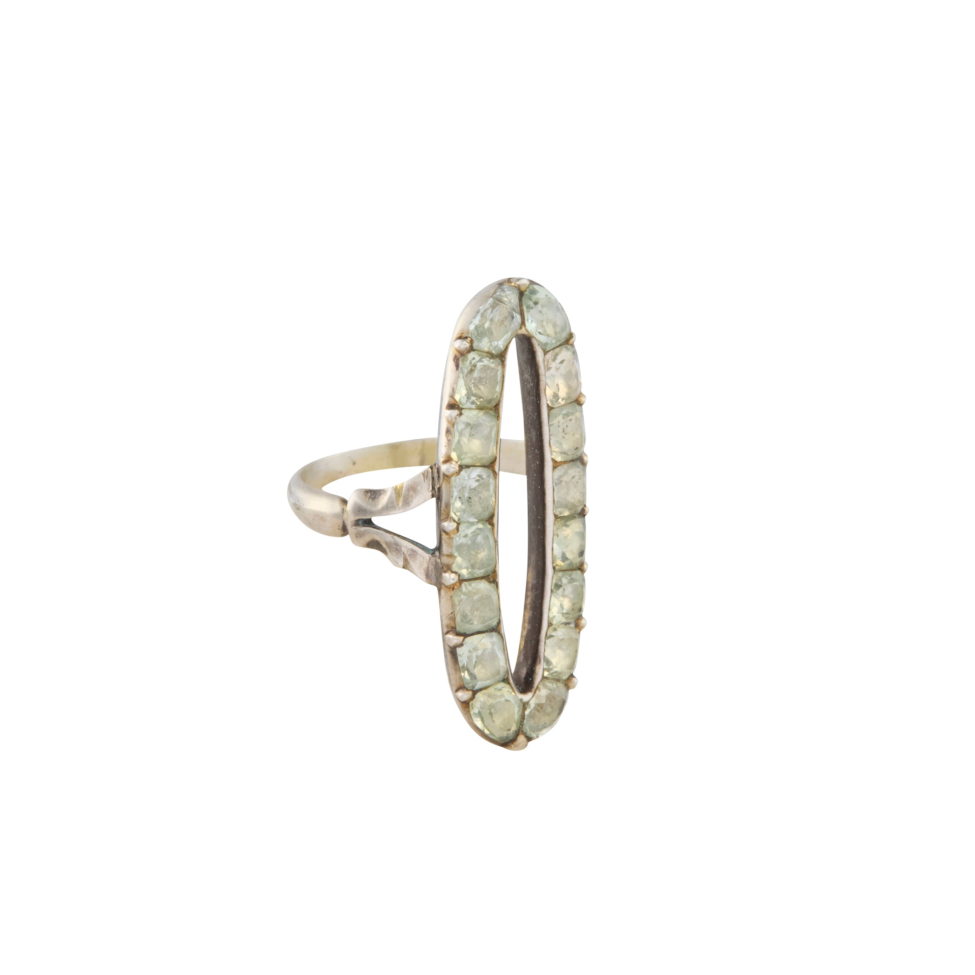 Silver Paste Open Elongated Oval Ring