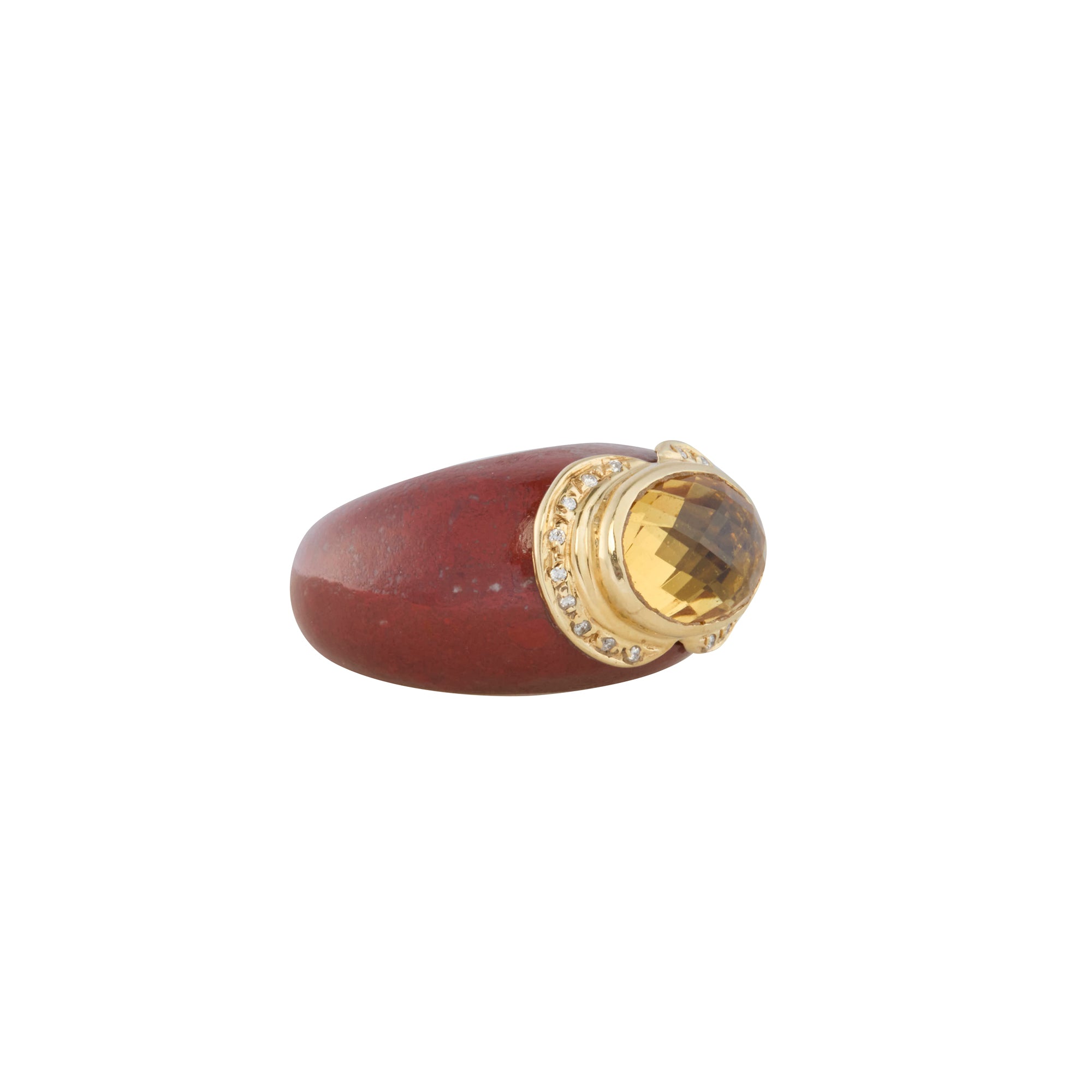 Citrine and Diamond and Jasper Ring
