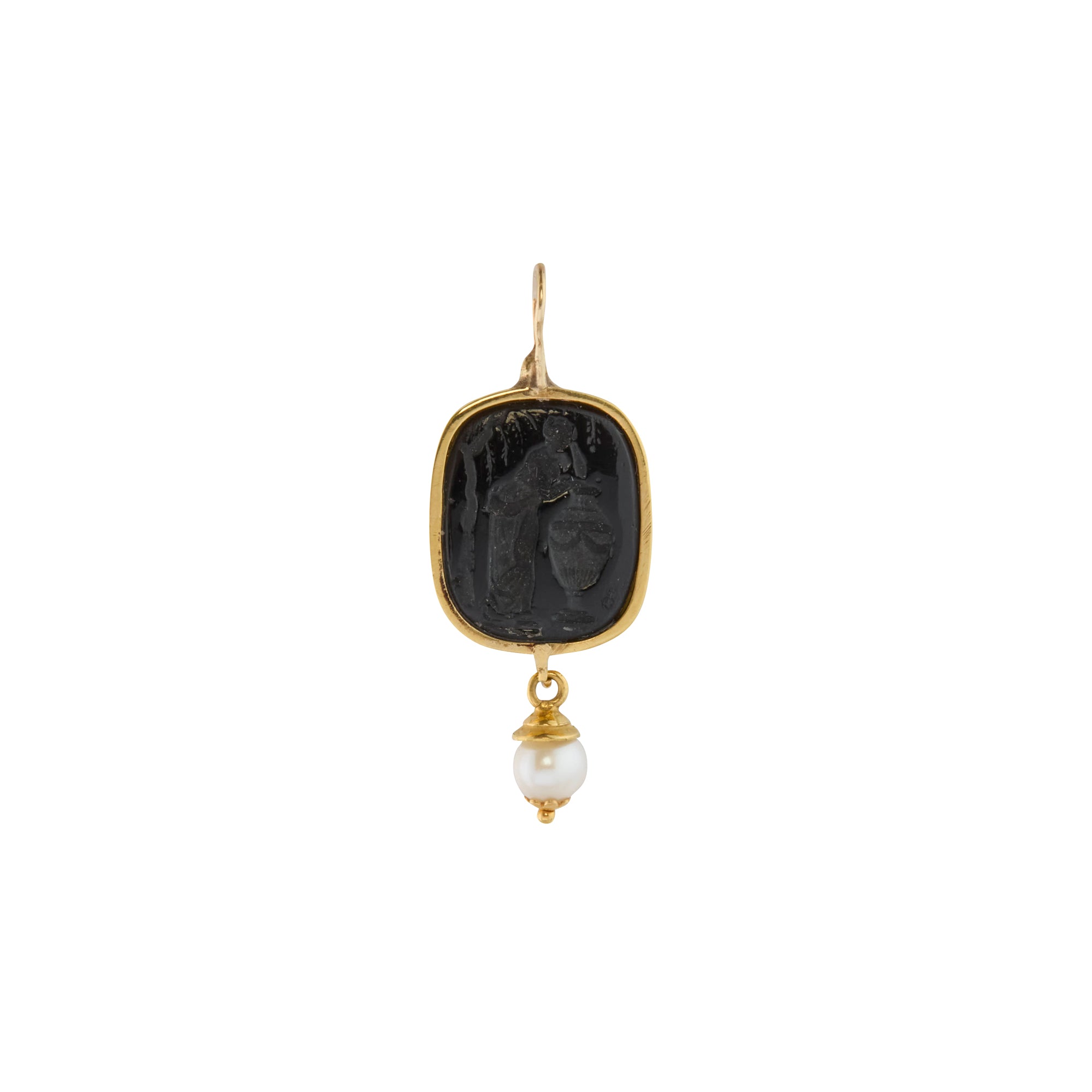 Glass Intaglio Pearl Pendant
