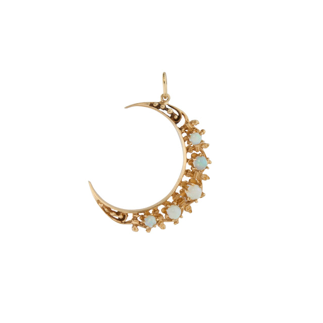 White Opal Crescent Moon Pendant