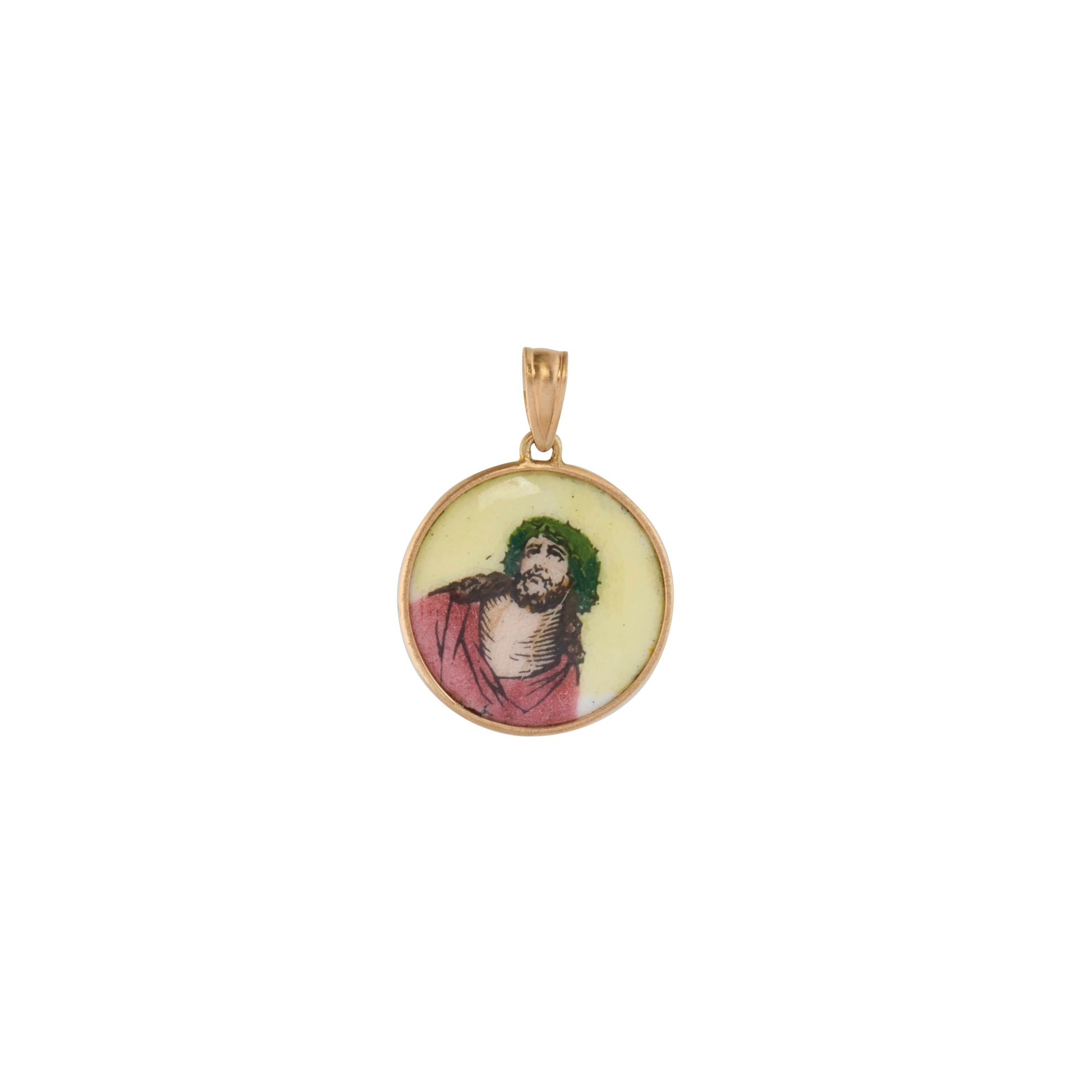 Polychrome Enamel Christ "Gran Poder" Pendant