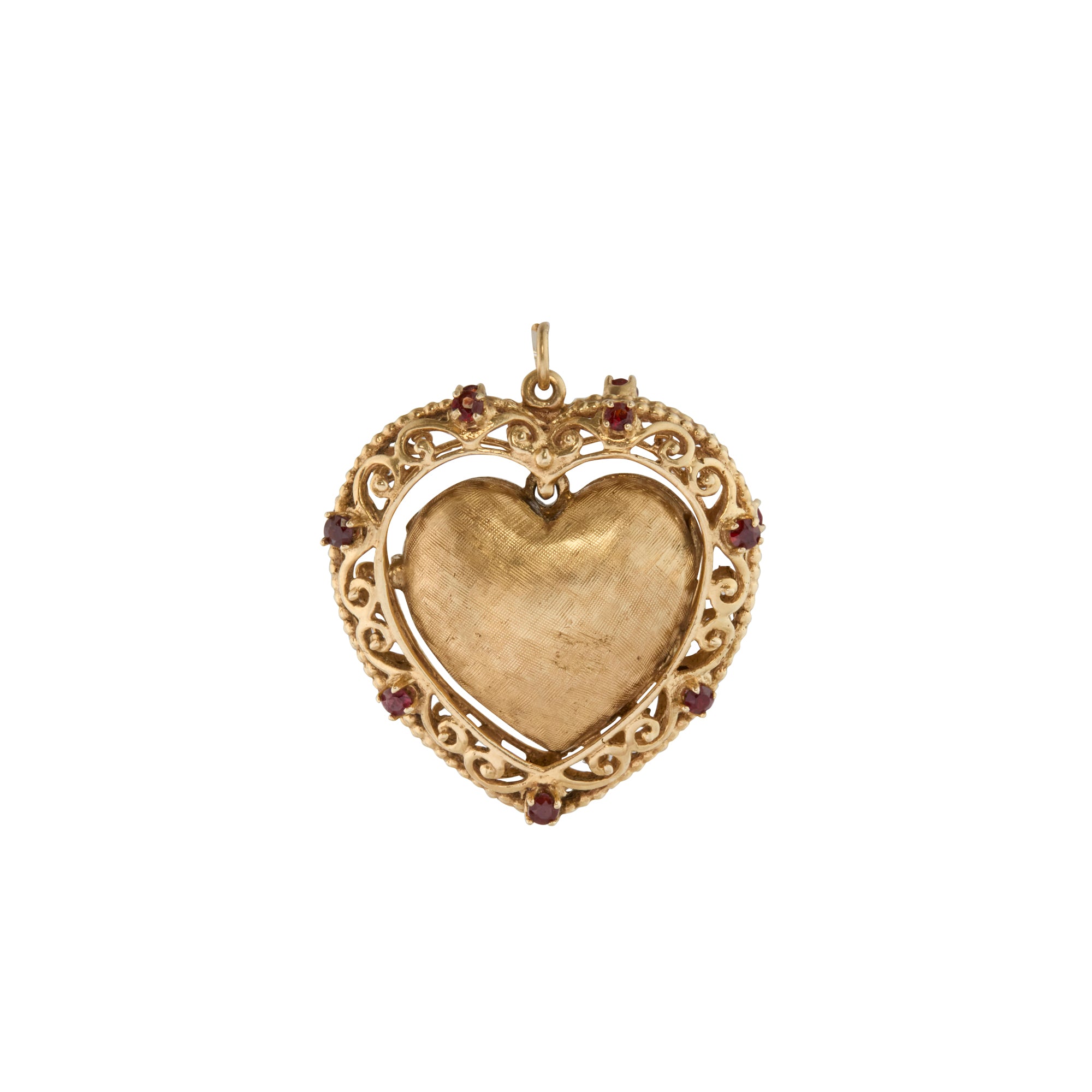 Ruby Openwork Florentine Heart Locket Pendant