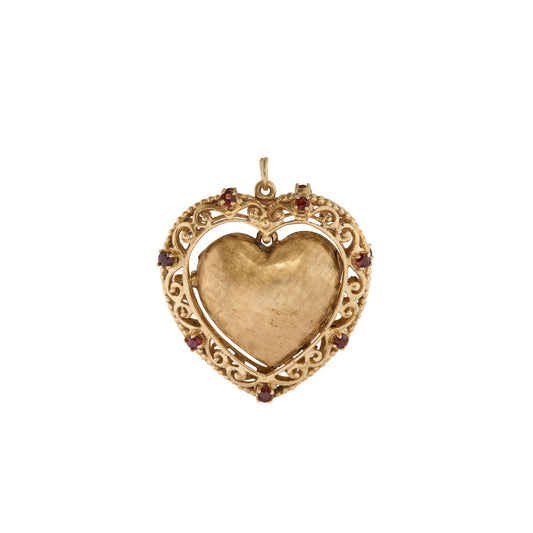 Ruby Openwork Florentine Heart Locket Pendant - Main Img