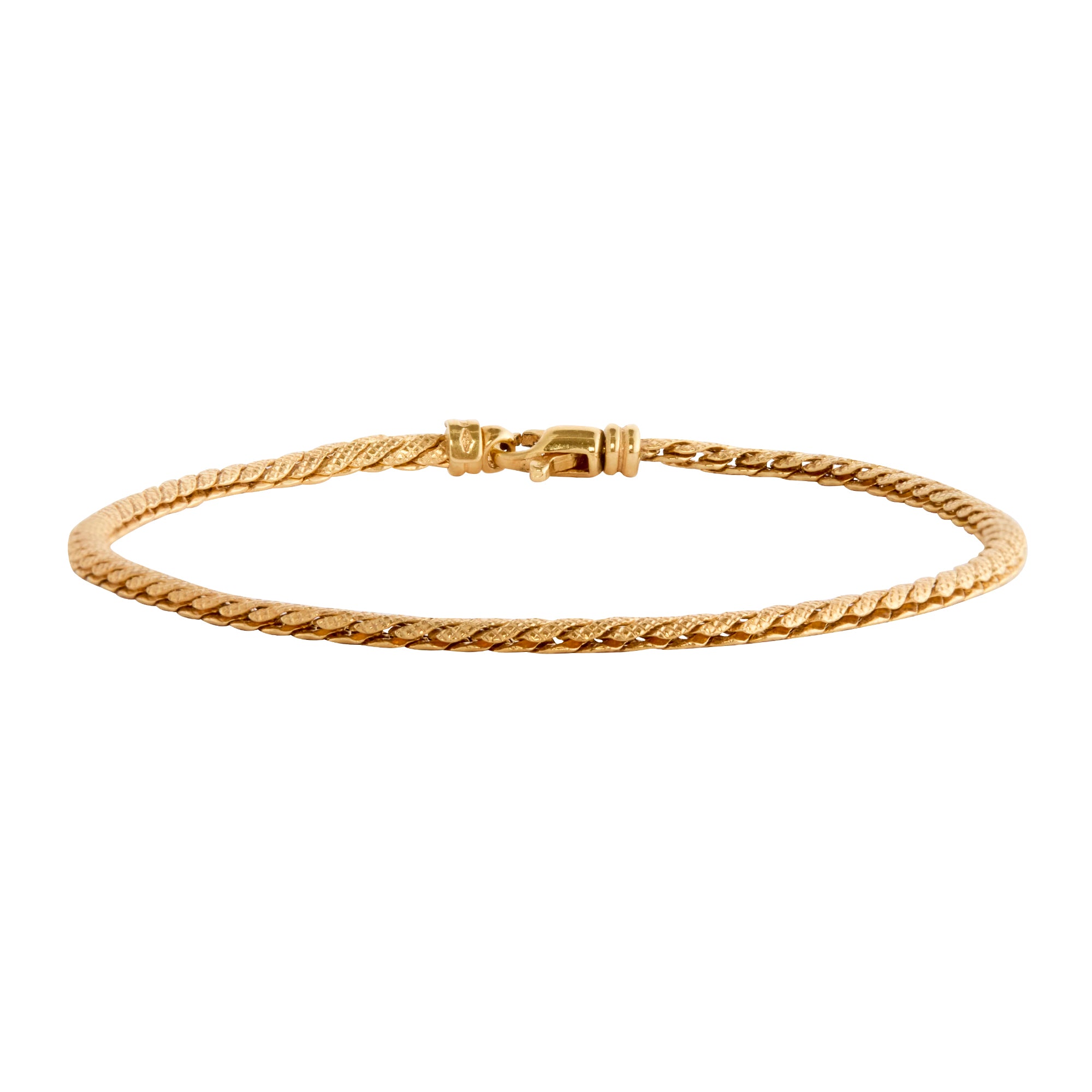 Italian Textured Serpentine Chain Bracelet in Yellow Gold