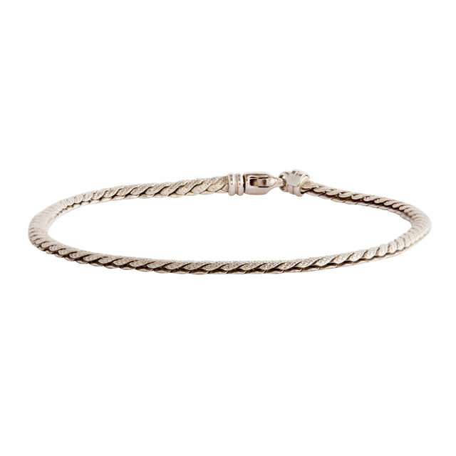 Italian Textured Serpentine Chain Bracelet in White Gold