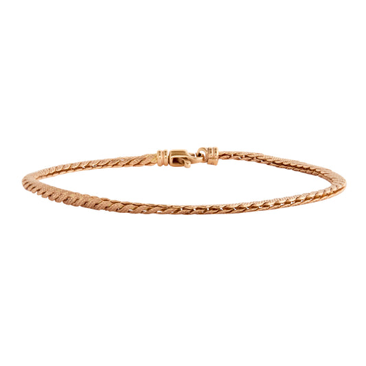 Italian Textured Serpentine Chain Bracelet in Rose Gold - Main Img