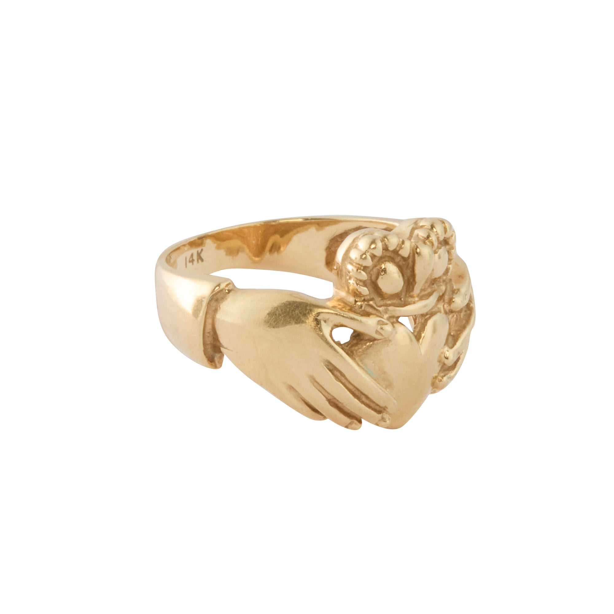Antique & Vintage - Hands Holding Crowned Heart Ring