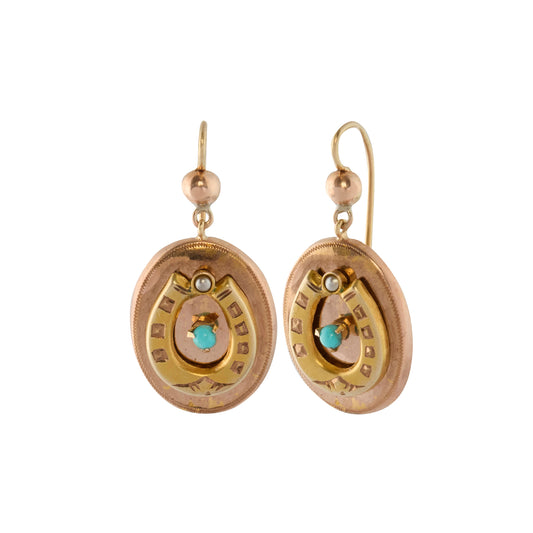 Turquoise Horseshoe Earrings - Main Img