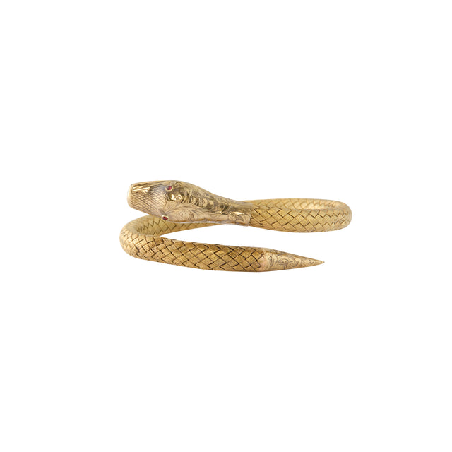 Garnet Textured Woven Snake Bracelet
