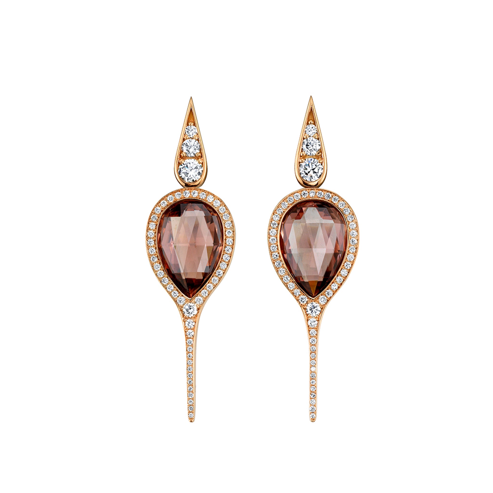 Ups and Downs Earrings with Diamond and Purple Zircons