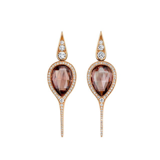 Ups and Downs Earrings with Diamond and Purple Zircons