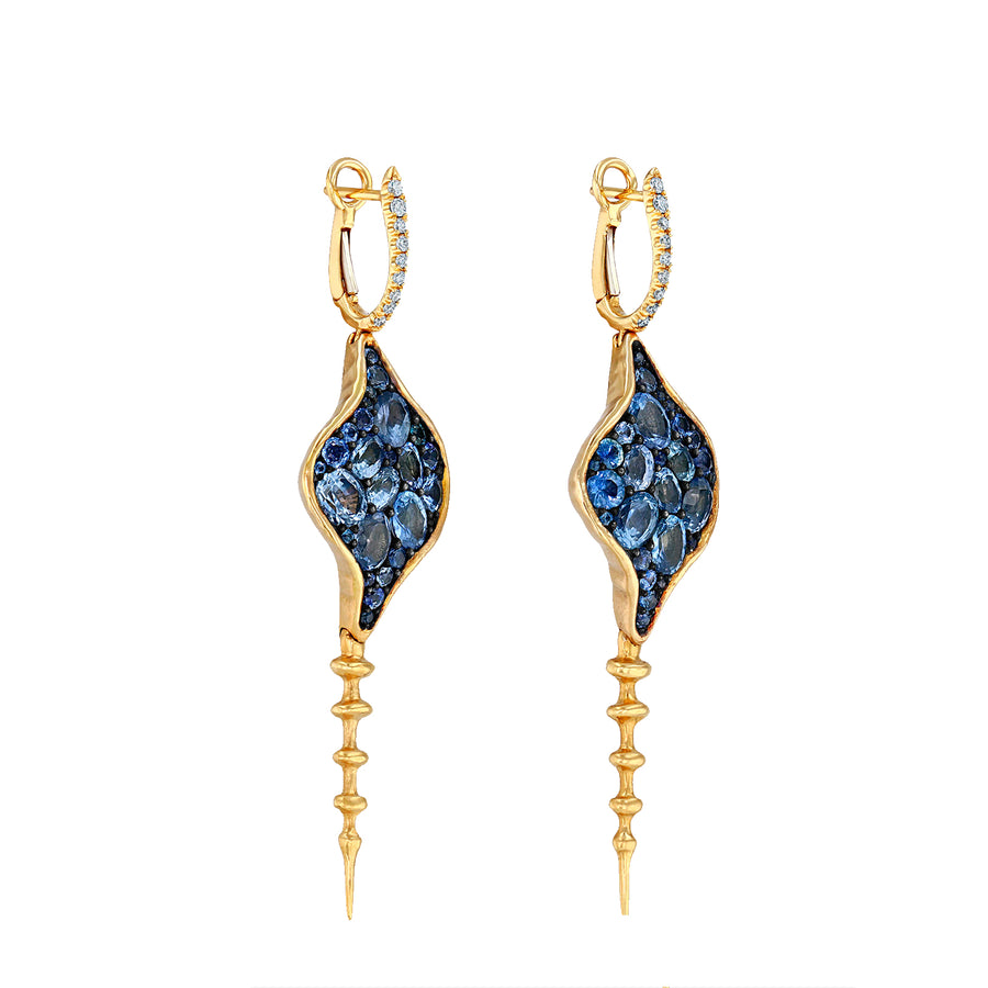 VRAM Chrona Earrings - Diamond and Blue Sapphire side view