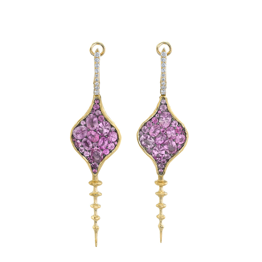 VRAM Chrona Earrings - Diamond and Pink Sapphire front view