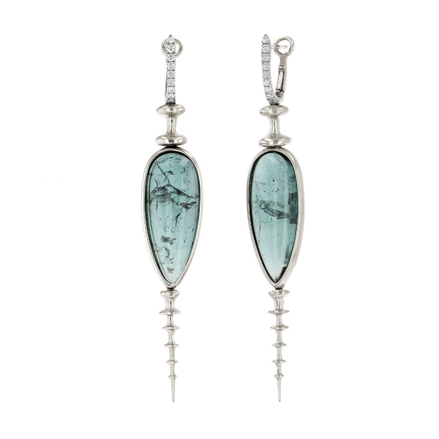 Elongated Earrings - Green Tourmaline