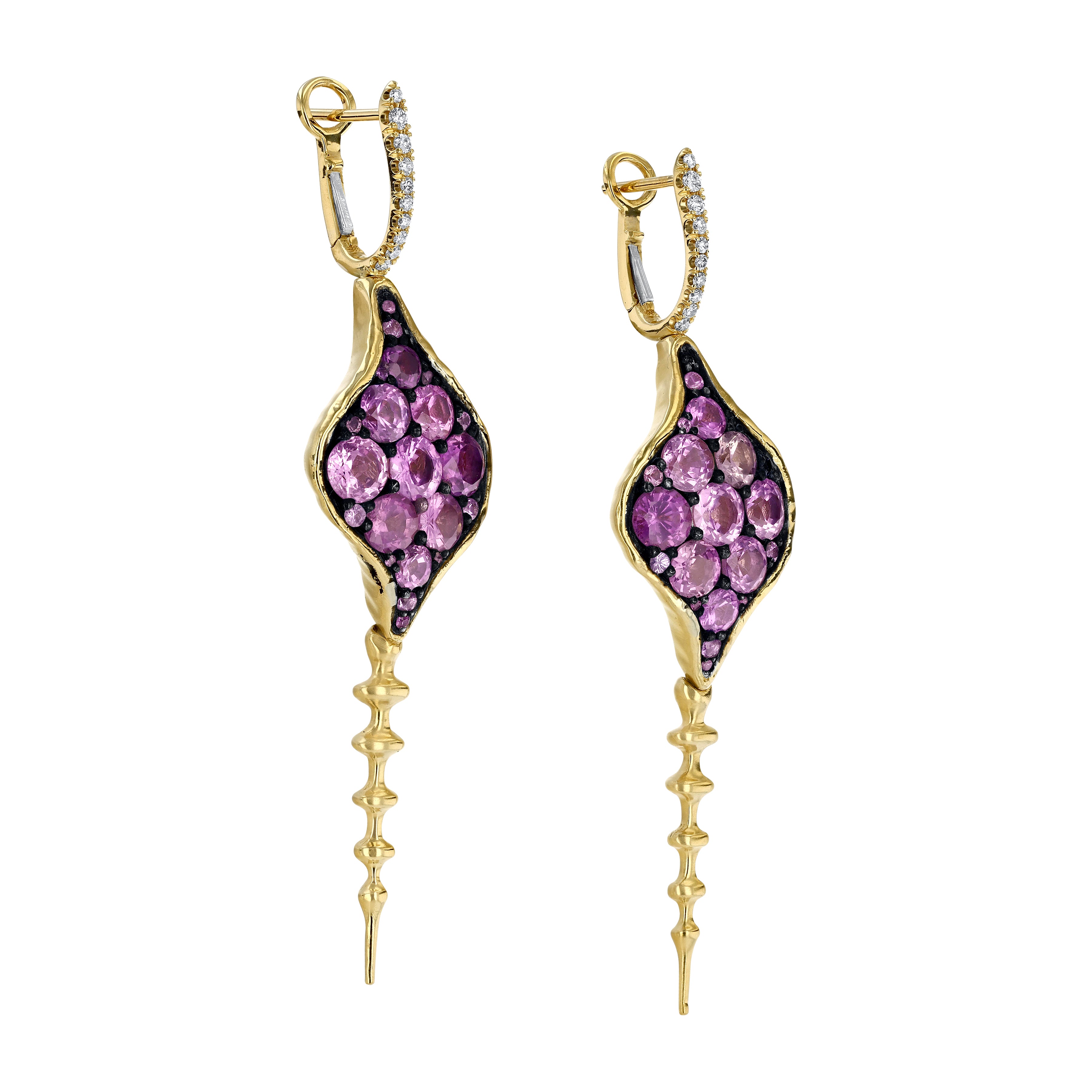 DiaChrona Earrings with Diamonds & Purple Sapphires