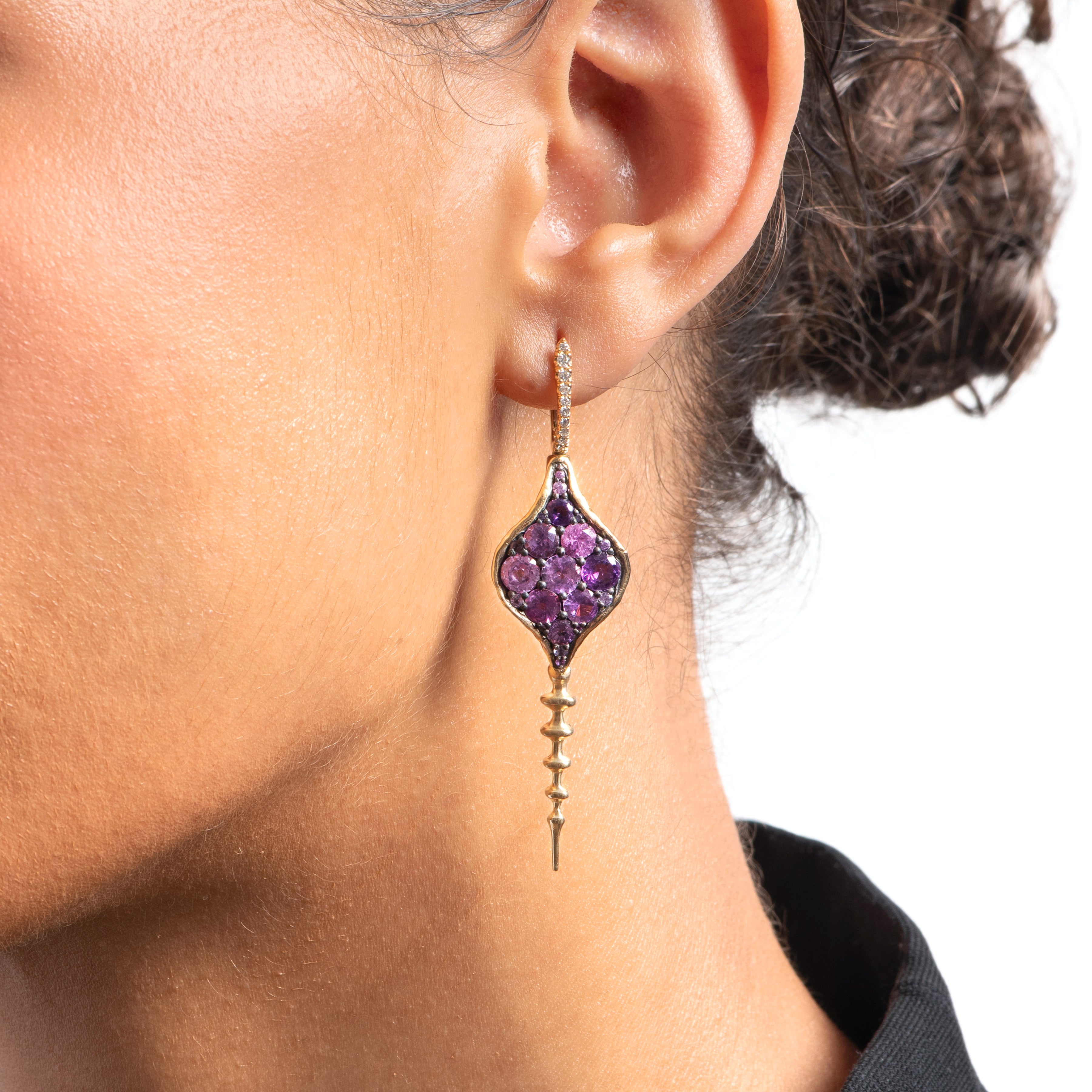 DiaChrona Earrings with Diamonds & Purple Sapphires
