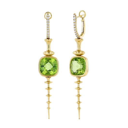 Chrona Totem Earrings - Peridot and Round Diamond - Main Img