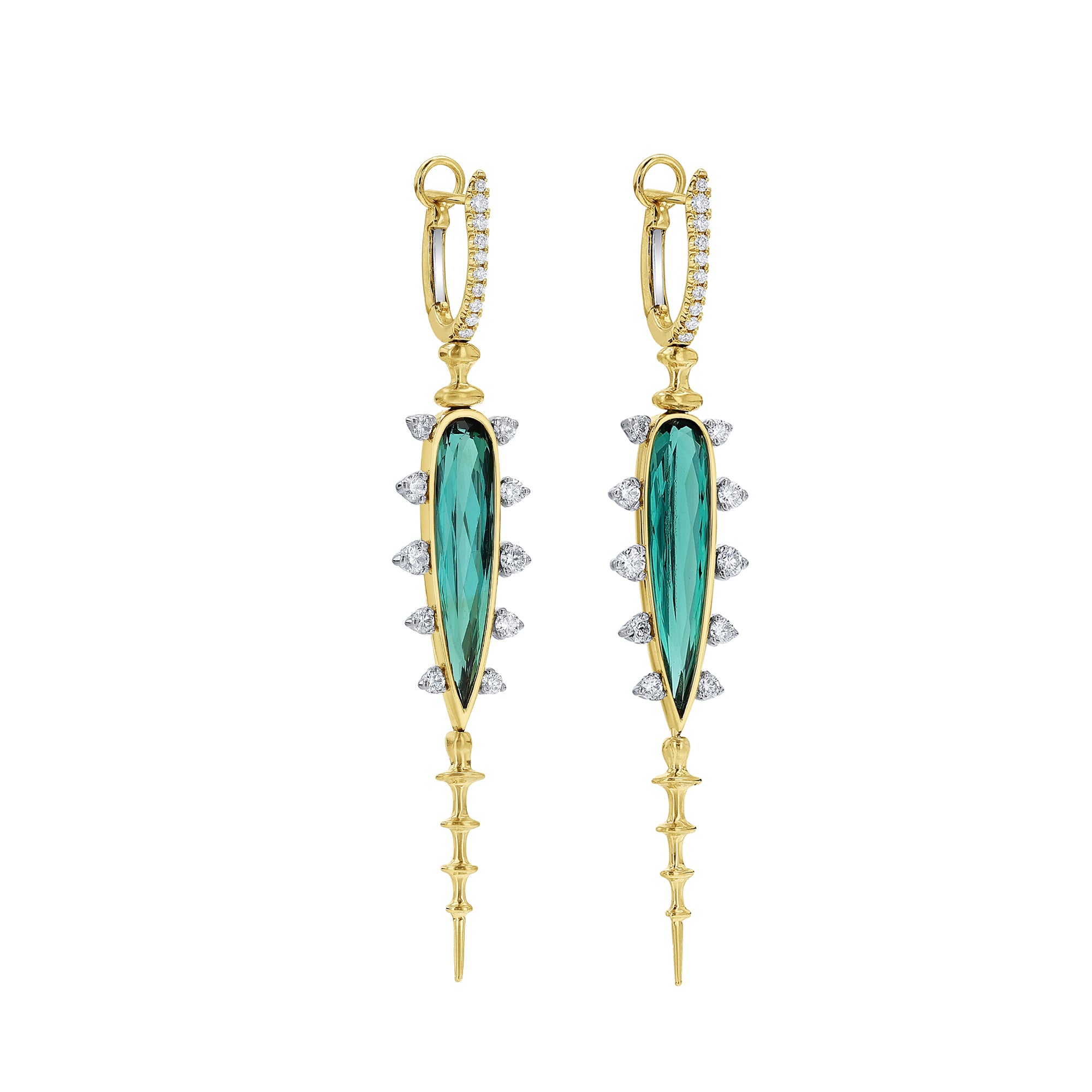 Green Tourmaline and Diamond Chrona Totem Earrings