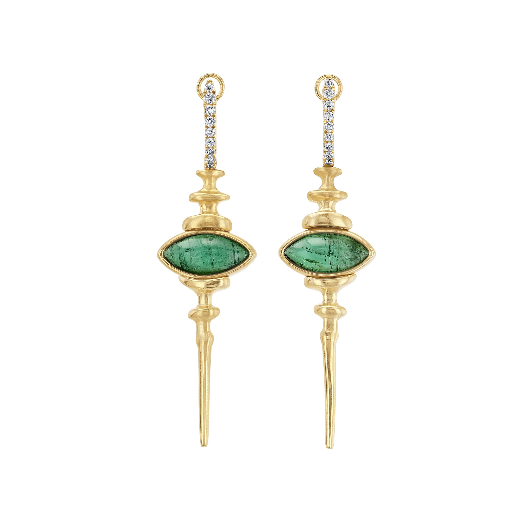 Marquise Green Tourmaline and Diamond Chrona Totem Earrings